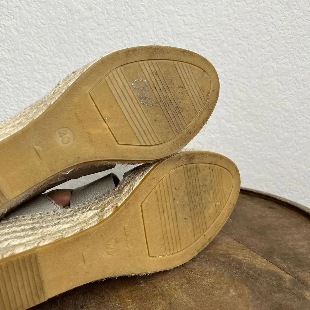 Kanna Beige Leather Espadrille Wedge Heeled Strappy Sandals Women's Size 40 10